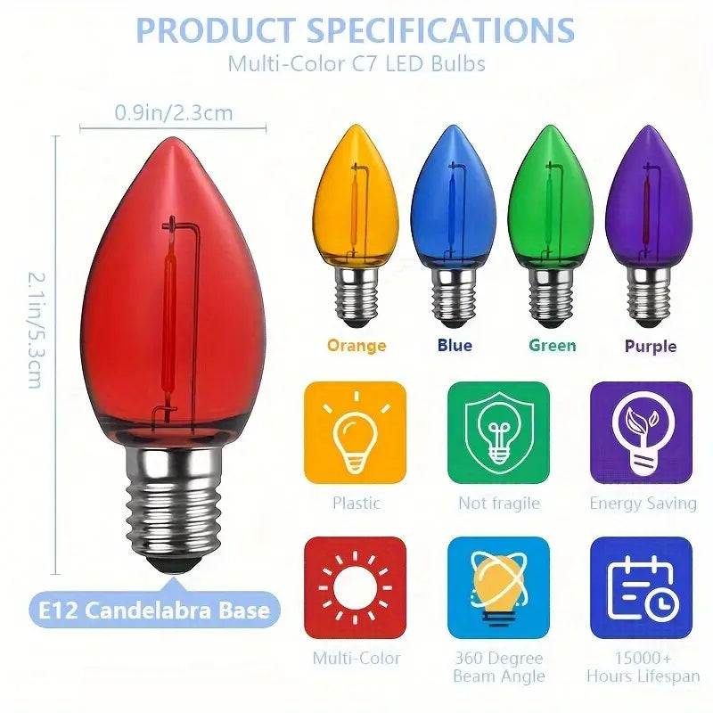 C7 Led Replacement Christmas Light Bulb, C7 Shatterproof Led Bulbs C