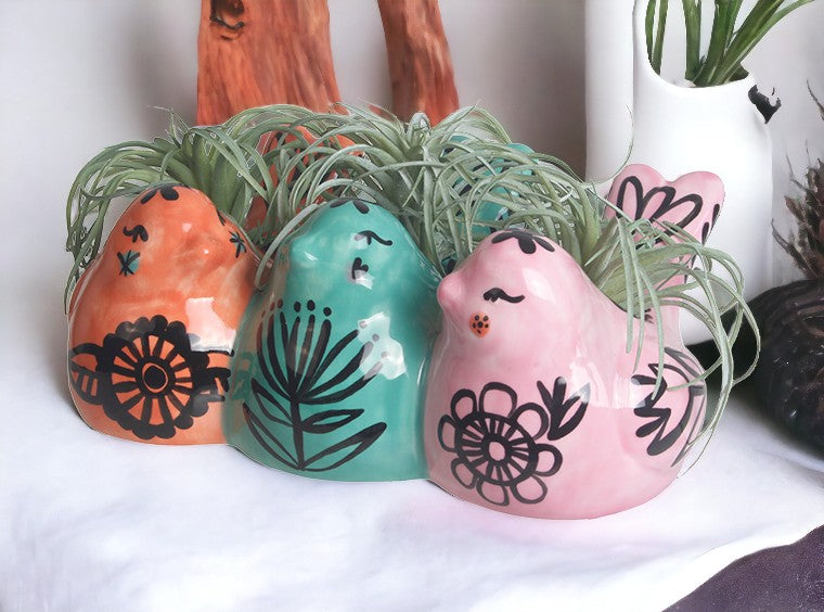 Paint Your Own Three Little Finches Planter Ceramic Bisque, Unpainte
