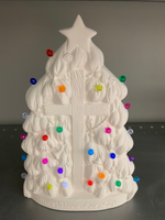 "Ceramic Bisque Cross Christmas Tree - Made in USA - 8" Tall, Ready to Paint, Unpainted"