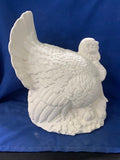 "Large Textured Turkey Table Centerpiece - Ceramic Bisque, Ready to Paint, Unpainted, Made in USA - 10" Tall, 10" Width, 10" Depth"