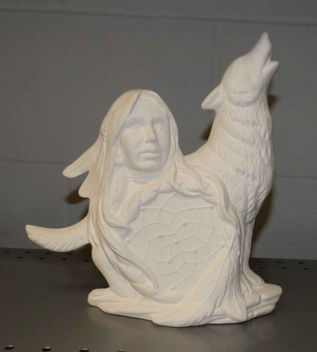 Wolf Dream Catcher American Indian Spirit River Craft Ceramics