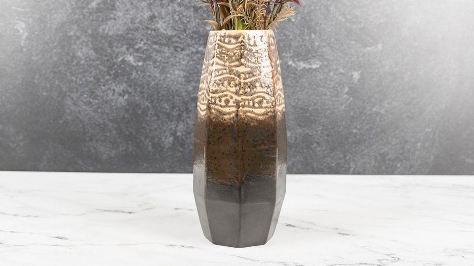 Stoneware Wash Faceted Vase