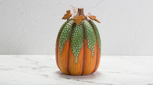 BEADED PUMPKIN WITH LEAVES