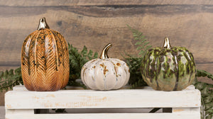 CRYSTAL PUMPKINS WITH FIRED GOLD