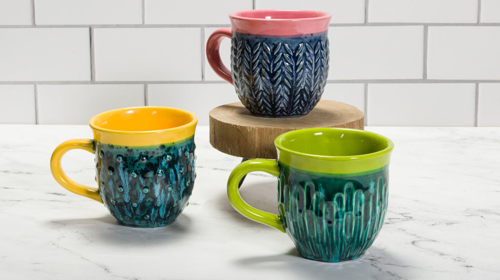 CRYSTAL AND ENVISION TEXTURED MUGS