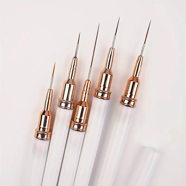 5 Piece Designer Ultra fine Liner Brushes with Lids  White