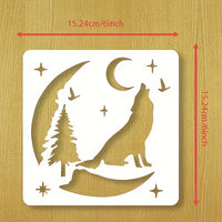 9pcs Wolf & Moonlit Night Stencils Set, 6" Reusable Plastic Templates