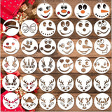 34pcs Snowman Expression Theme Stencils - Hollow Out Colorful Stencils for Ceramics, Wall Album Decoration, DIY Hand-Painted Projects, and More