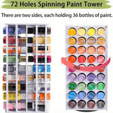 "Clutter-Free" 72-Slot Rotating Paint Organizer Tower - Vertical Craft Paint Storage Rack for Ceramics