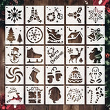 25pcs Christmas Theme Painting Stencils DIY Art Crafts Farm Drawing Template Reusable Stencil For Painting On Wood Wall Furniture Floor Fabric Decor