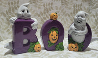 "Boo Halloween 3 Piece Ghost Set - Ceramic Bisque, Ready to Paint, Unpainted, Made in USA - 7 1/2" Tall, 5" Width"