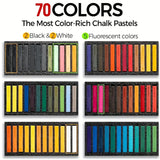 Long Soft Chalk Pastels Set, 72 Sticks, Includes 5 Fluorescent Colors, Non Toxic Soft Pastels for Artists, Beginners, Students, Classroom, Drawing, Blending, Layering