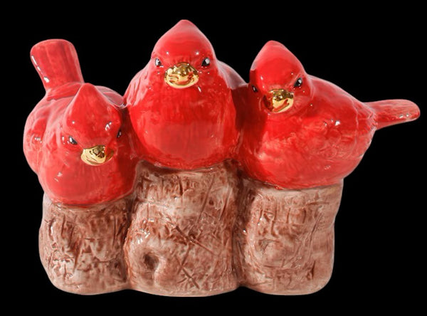 Cardinal Bird Family on Log
