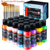 20pcs Fantastory Metallic Iridescent Acrylic Paint Set With 10 Brushes