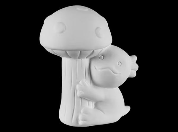 Shroom Snuggler Figurine - Axoltl Hugging Mushroom