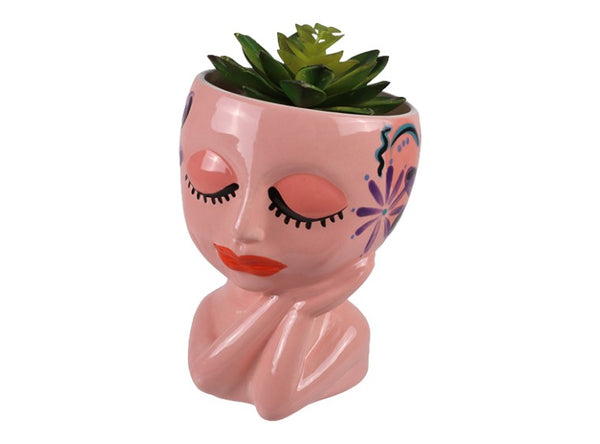 ceramic face plant pot Flirty Face Planter – River Craft Ceramics
