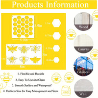 12 Pieces Bee Honeycomb Stencil, Reusable Bee Stencils For Painting