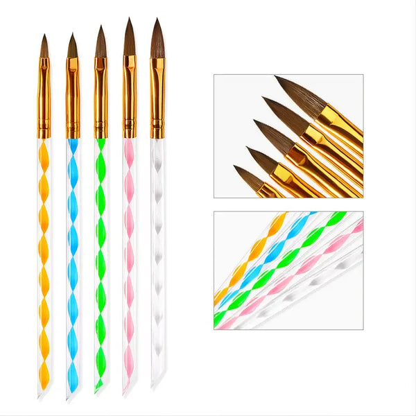 5 Piece Acrylic Quill Streamers Brush Set