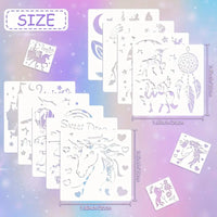 9pcs Unicorn Themed Stencil Set