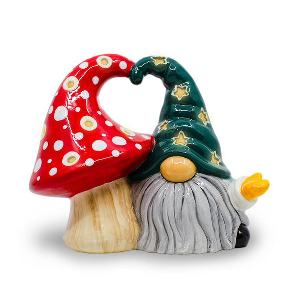 Gnome Hugging Mushroom Lantern