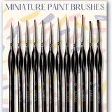 12pcs Black Miniature Paint Brushes Oil Detail Paint Brushes Painting Miniature Kit Small Paint Brushes Acrylic