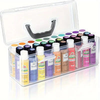 Ergonomic Acrylic Paint Holder for 30 Bottles - Durable Plastic Storage Box with Handle, Organizer