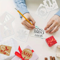 25pcs Christmas Theme Painting Stencils DIY Art Crafts Farm Drawing Template Reusable Stencil For Painting On Wood Wall Furniture Floor Fabric Decor