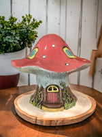 "Whimsical Ceramic Bisque - Medium Mushroom House | Ready-to-Paint, Unpainted"