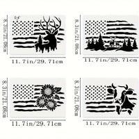 American Flag Stencils Set - Patriotic Hollow Out Design for Wood Sign Art, Farmhouse Music Paint Stencils for Wall Canvas - 9 Styles