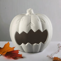 Paint Your Own Frightful Pumpkin Holder - Ceramic Bisque, Unpainted Candy Dish or Lantern
