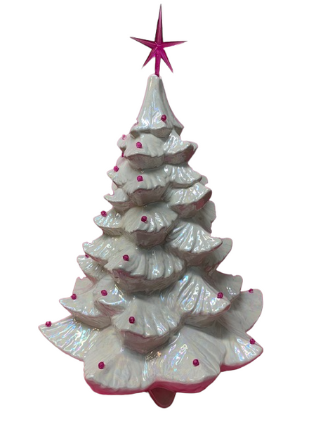 Handpainted White Mother of Pearl 17" Christmas Tree