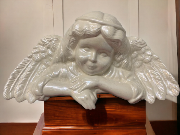 Handpainted Angel Mistletoe Holder Mother of Pearl