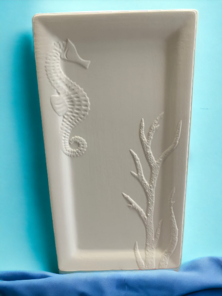 Ocean Serving Plate with Seahorse