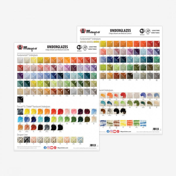 Mayco Fundamentals Underglaze / Duncan EZ Stroke/ Designer Liner Color Poster 2023