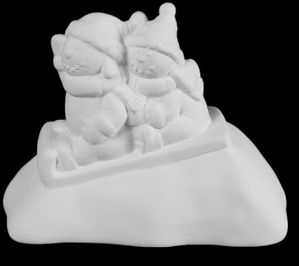 Sledding Snowmen Figurine