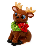 Vintage Reindeer with Wreath Lantern