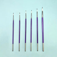 Set of 6 Purple and Silver Brushes with Wooden Handles