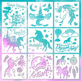 9pcs Unicorn Themed Stencil Set