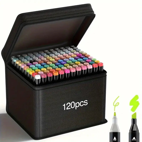 120 Colors Alcohol Markers, Double Tip Blender Markers