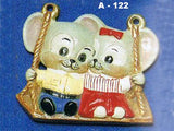 Alberta Mice Mouse Ornament Collectible A-122 - Mice in Swing 3 5/8"" High