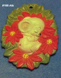 Alberta Mice Mouse Ornament Collectible A-166 - Mouse on Poinsettias 3 5/8"" High