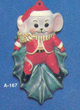 Alberta Mice Mouse Ornament Collectible A-167 - Mouse on Holly Leaf 3 5/8"" High
