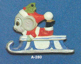 Alberta Mice Mouse Ornament Collectible A-280 - Mouse on Sled 3 5/8"" High