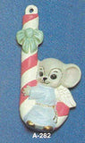 Alberta Mice Mouse Ornament Collectible A-282 - Angel Mouse on Candy Cane 3 5/8"" High