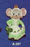 Alberta Mice Mouse Ornament Collectible A-297 - Shamrock Girl Mouse 3 5/8"" High