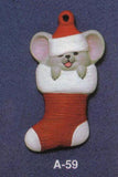 Alberta Mice Mouse Ornament Collectible A-59 - Mouse in Stocking 3 5/8"" High