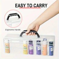 Ergonomic Acrylic Paint Holder for 30 Bottles - Durable Plastic Storage Box with Handle, Organizer