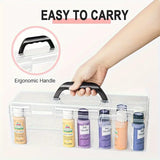 Ergonomic Acrylic Paint Holder for 30 Bottles - Durable Plastic Storage Box with Handle, Organizer