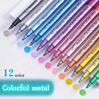 12pcs Metallic Medium Point Multisurface Craft Markers