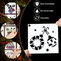 25pcs Christmas Theme Painting Stencils DIY Art Crafts Farm Drawing Template Reusable Stencil For Painting On Wood Wall Furniture Floor Fabric Decor